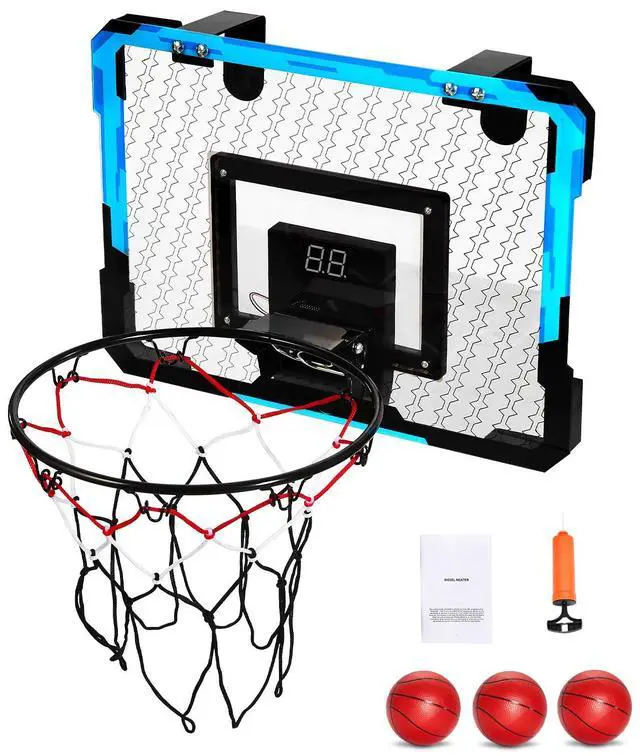Alt view image 8 of 14 - VEVOR Kids Basketball Hoop with LED Lights & Audio Scoreboard Indoor Basketball Hoop