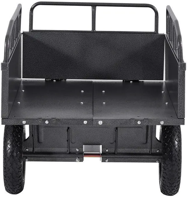Alt view image 2 of 8 - VEVOR Garden Utility Trailer, 10 Cu. Ft & 500lbs Capacity, ATV UTV Hauling Trailer, Tow Behind Steel Dump Cart with 14" Tires, Hand Pull or Foot Pedal, Heavy Duty Yard Trailers for Lawn Mower Tractor
