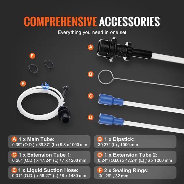 Alt view image 6 of 10 - VEVOR Fluid Extractor, 1.74 Gallons (6.5 Liters), Manual Hand-Operated Oil Changer Vacuum Fluid Extractor with Dipstick and Hose, Oil Extractor Change Pump for Automotive Fluids Vacuum Evacuation