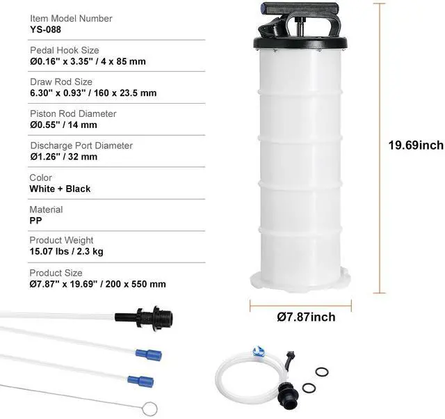 Alt view image 10 of 10 - VEVOR Fluid Extractor, 1.74 Gallons (6.5 Liters), Manual Hand-Operated Oil Changer Vacuum Fluid Extractor with Dipstick and Hose, Oil Extractor Change Pump for Automotive Fluids Vacuum Evacuation