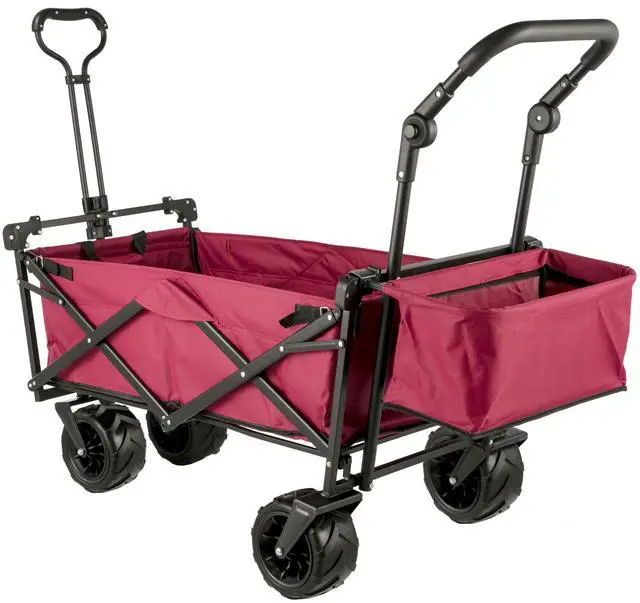 Main image of Extra Large Collapsible Garden Cart with Removable Canopy, Folding Wagon Utility Carts with Wheels and Rear Storage, Wagon Cart for Garden, Camping, Grocery Cart, Shopping Cart, Red