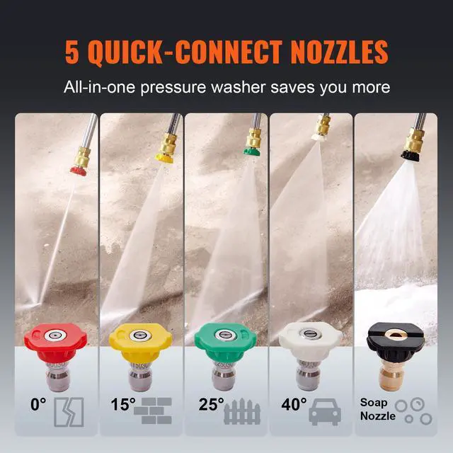 Alt view image 11 of 14 - VEVOR Gas Pressure Washer, 3600 PSI 2.6 GPM, Gas Powered Pressure Washer with Copper Pump, Spray Gun and Extension Wand, 5 Quick Connect Nozzles, for Cleaning Cars, Homes, Driveways, Patios