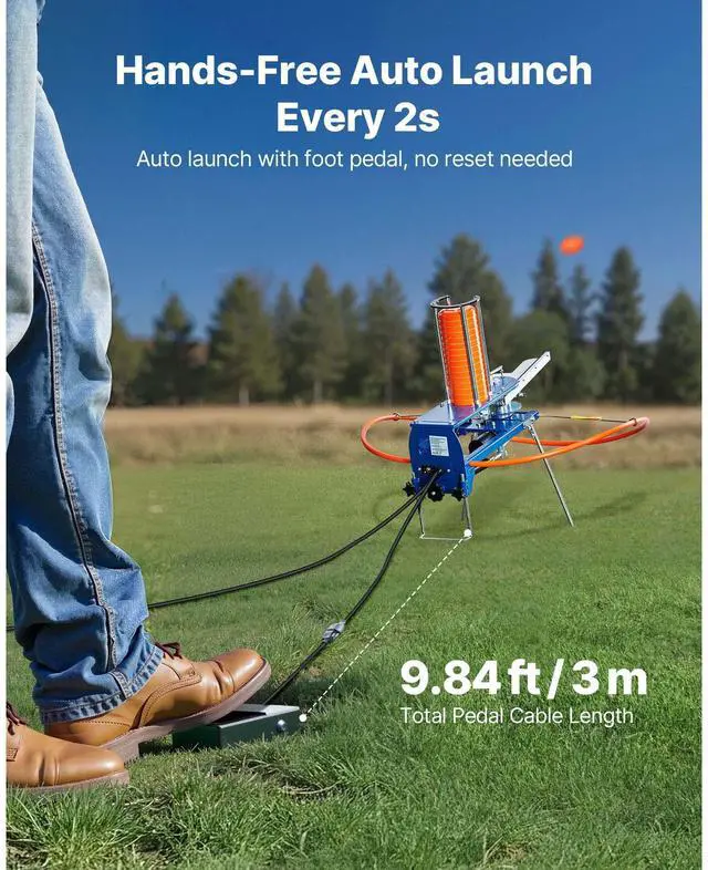 Alt view image 4 of 8 - VEVOR Clay Target Thrower 28 Clays Pigeon Thrower 45 Yards Automatic Launcher