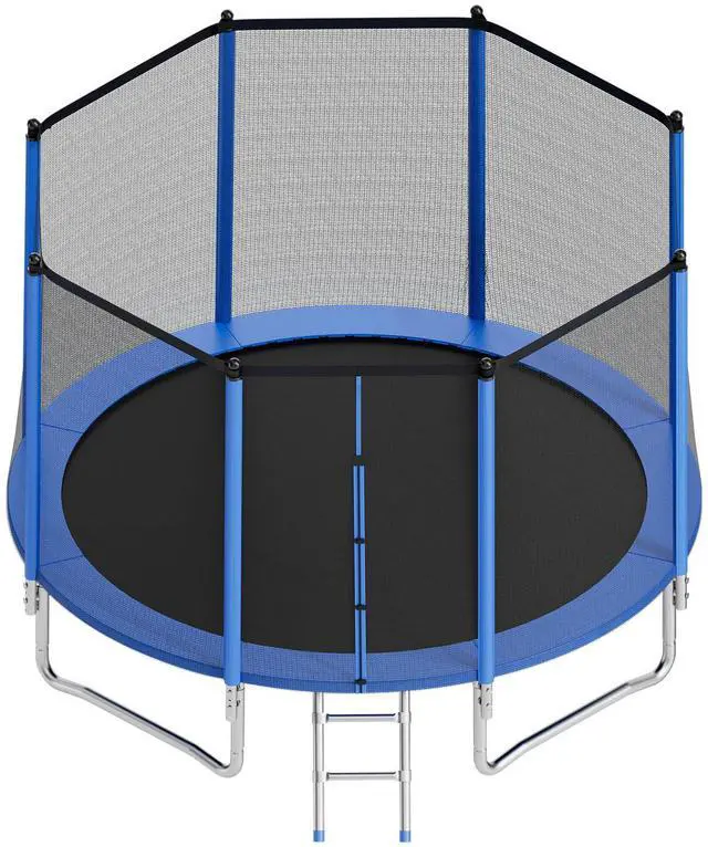 Alt view image 2 of 8 - VEVOR Outdoor Trampoline, 12FT Round Recreational Trampoline with Enclosure Net, ASTM Approved, Heavy Duty Trampolines, Max 400 lbs Weight Capacity, Anti-Rust Backyard Trampolines for Kids & Adults