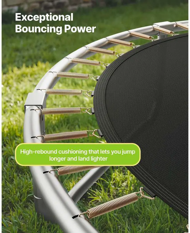 Alt view image 5 of 8 - VEVOR Outdoor Trampoline, 12FT Round Recreational Trampoline with Enclosure Net, ASTM Approved, Heavy Duty Trampolines, Max 400 lbs Weight Capacity, Anti-Rust Backyard Trampolines for Kids & Adults