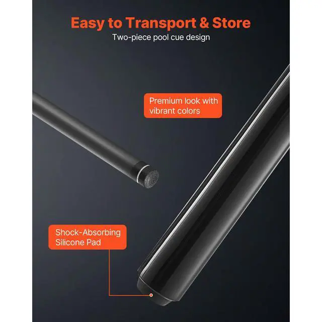 Alt view image 6 of 8 - VEVOR Pool Cue, 1 Piece Jump Break Cue, 58 inch & 19.5 oz Break Cues Pool Stick, Breaks Stick with Carbon Fiber Shaft & Maple Cues Butt, Heavy Hitter Breaks Jump Billiard Cue for Adult, Home, Office