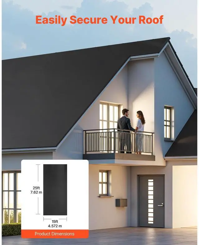 Alt view image 3 of 7 - Roll Roofing, 15 x 25 ft, 45 mil EPDM Rubber Roofing, Long Lifespan & Weather-resistant, Withstands Harsh Temperatures, Flexible & Easy Installation, Roof Underlayment for RVs, Roofs, Ponds