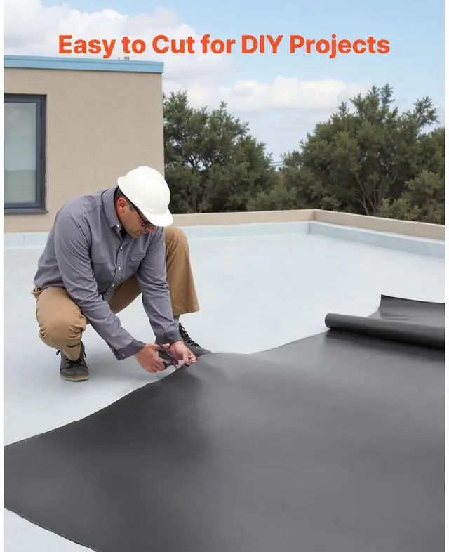 Alt view image 6 of 8 - VEVOR 15 x 30 ft Roll Roofing 45 mil EPDM Rubber Roofing for RVs, Roofs, Ponds
