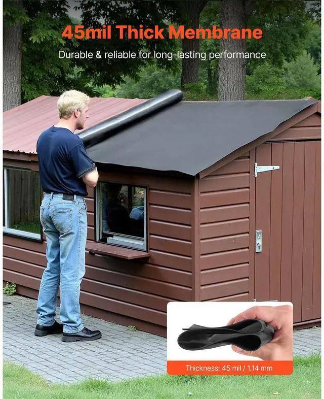 Alt view image 3 of 8 - VEVOR 20 x 25 ft Roll Roofing 45 mil EPDM Rubber Roofing for RVs, Roofs, Ponds