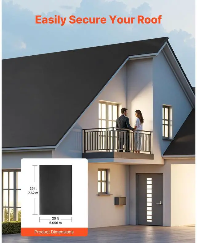 Alt view image 4 of 8 - VEVOR 20 x 25 ft Roll Roofing 45 mil EPDM Rubber Roofing for RVs, Roofs, Ponds