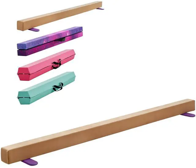 Alt view image 2 of 8 - VEVOR 8FT Balance Beam for Kids, 350 LBS Stable Support Gymnastics Floor Beam with Non-Slip Wooden Mats, Wood-Core Gymnastics Training Equipment with Anti-Slip Bottom for Home and Gym, Yellow