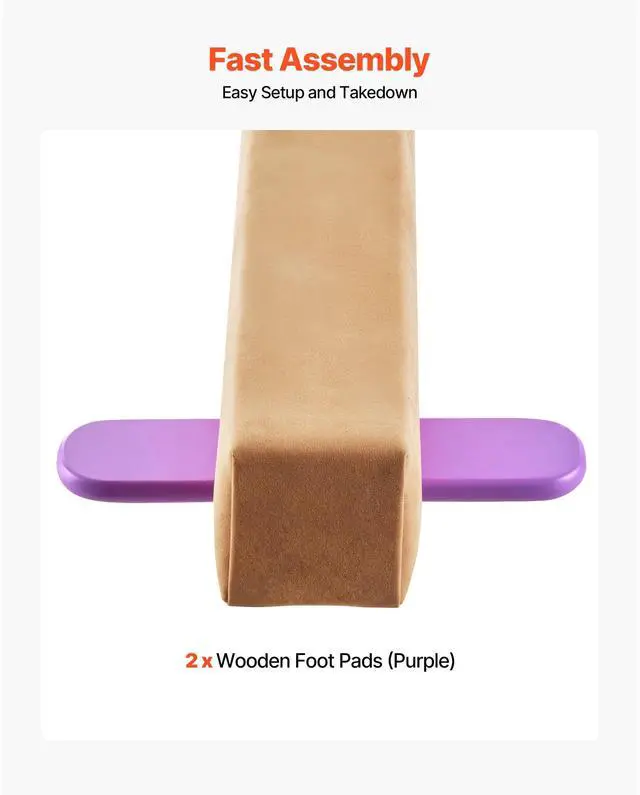 Alt view image 6 of 8 - VEVOR 8FT Balance Beam for Kids, 350 LBS Stable Support Gymnastics Floor Beam with Non-Slip Wooden Mats, Wood-Core Gymnastics Training Equipment with Anti-Slip Bottom for Home and Gym, Yellow