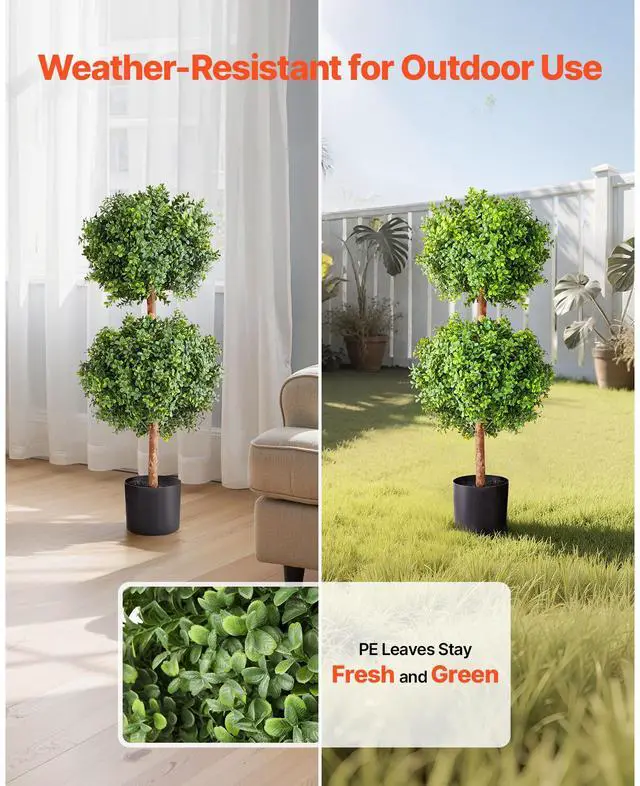 Alt view image 4 of 8 - VEVOR Artificial Topiary Boxwood Double Ball, 2 Set 36 inch Faux Boxwood Plant Balls, Fake Silk Tree Look Real, Easy Assembly for Decor Front Porch Outdoor Patio Garden Balcony Backyard Indoor