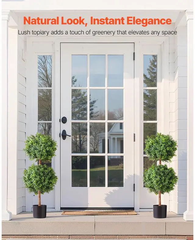 Alt view image 3 of 8 - VEVOR Artificial Topiary Boxwood Double Ball, 2 Set 36 inch Faux Boxwood Plant Balls, Fake Silk Tree Look Real, Easy Assembly for Decor Front Porch Outdoor Patio Garden Balcony Backyard Indoor