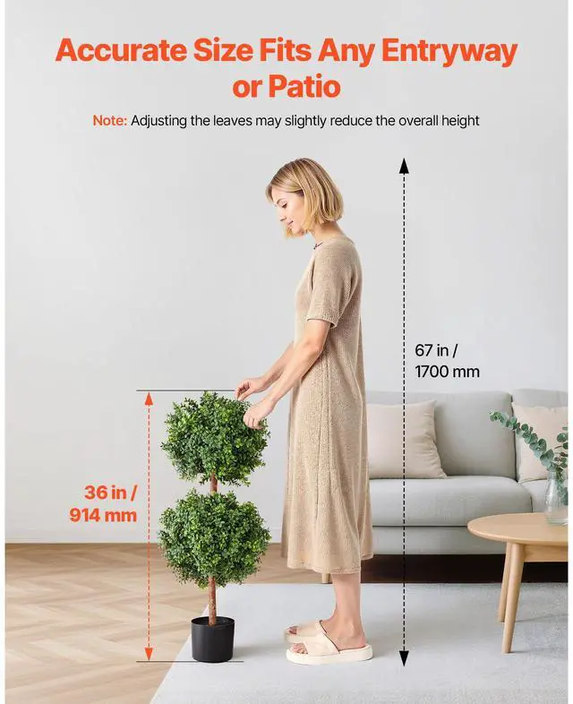 Alt view image 6 of 8 - VEVOR Artificial Topiary Boxwood Double Ball, 2 Set 36 inch Faux Boxwood Plant Balls, Fake Silk Tree Look Real, Easy Assembly for Decor Front Porch Outdoor Patio Garden Balcony Backyard Indoor