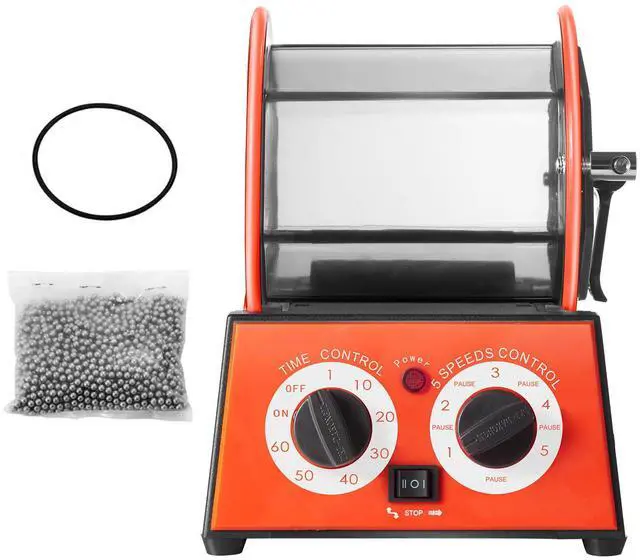 Alt view image 9 of 15 - VEVOR Jewelry Polisher Tumbler, 11lbs/5kg Capacity Mini Rotary Tumbler Machine with 0-60 Minutes Timer, 5 Speeds Jewelry Rotary Finisher for Surface Polishing Grinding Buffing Gemstones Jewels Coins