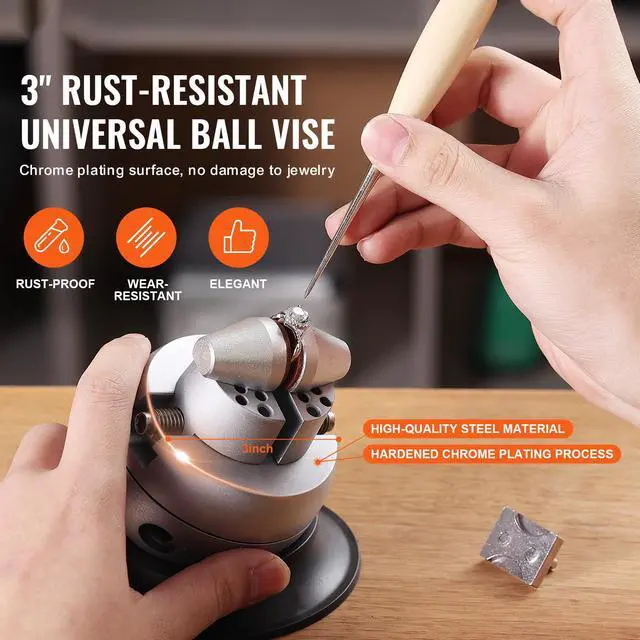 Alt view image 9 of 14 - VEVOR Ball Vise, 3" Engraving Setting Tool, 360° Rotation Engraving Block Vise, 70 PCS Attachment Jewelry Engraving Block Tools Standard Block for Gemstone Inlay and Small-Scale Engraving