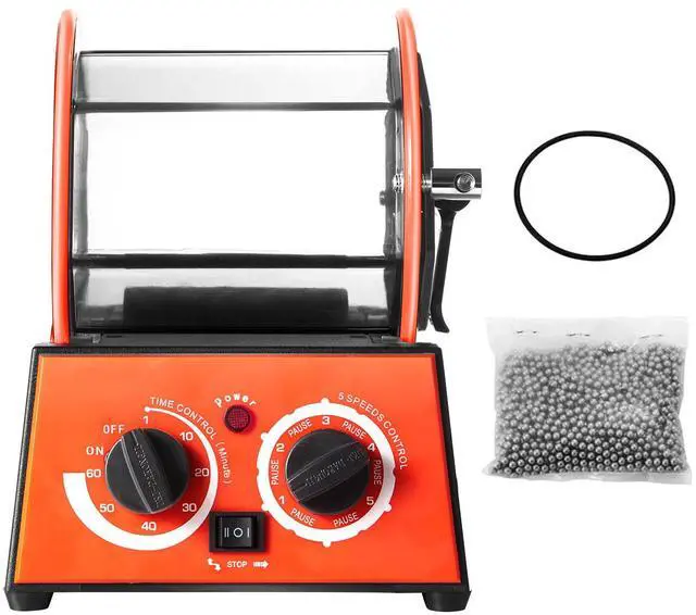 Alt view image 9 of 15 - VEVOR Jewelry Polisher Tumbler, 6.6lbs/3kg Capacity Mini Rotary Tumbler Machine with 0-60 Minutes Timer, 5 Speeds Jewelry Rotary Finisher for Surface Polishing Grinding Buffing Gemstones Jewels Coins