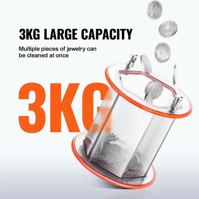 Alt view image 13 of 15 - VEVOR Jewelry Polisher Tumbler, 6.6lbs/3kg Capacity Mini Rotary Tumbler Machine with 0-60 Minutes Timer, 5 Speeds Jewelry Rotary Finisher for Surface Polishing Grinding Buffing Gemstones Jewels Coins