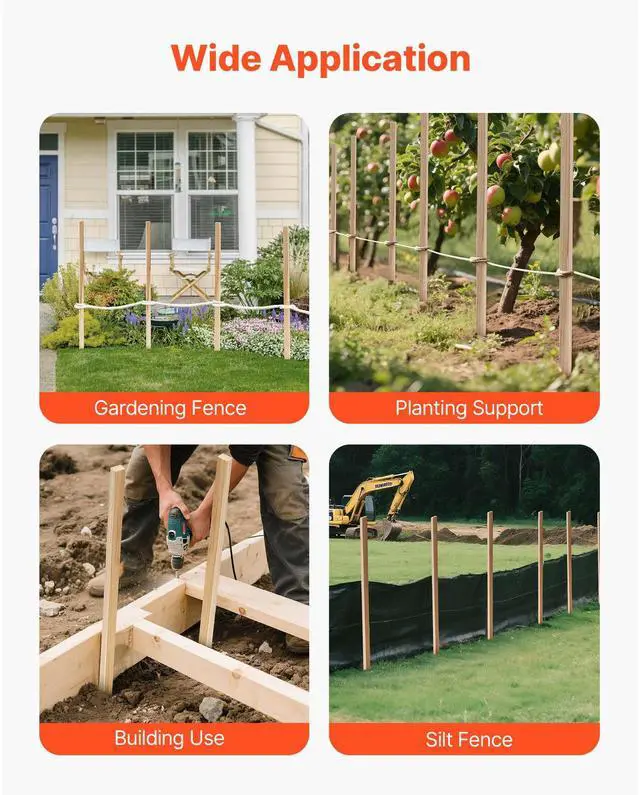 Alt view image 7 of 8 - Wooden Garden Stakes 25Pcs 48x0.5x0.69 in Sturdy Fir Wood Survey Grading Stakes