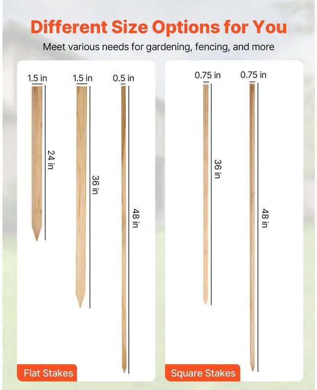 Alt view image 6 of 8 - Wooden Garden Stakes 25Pcs 48x0.5x0.69 in Sturdy Fir Wood Survey Grading Stakes