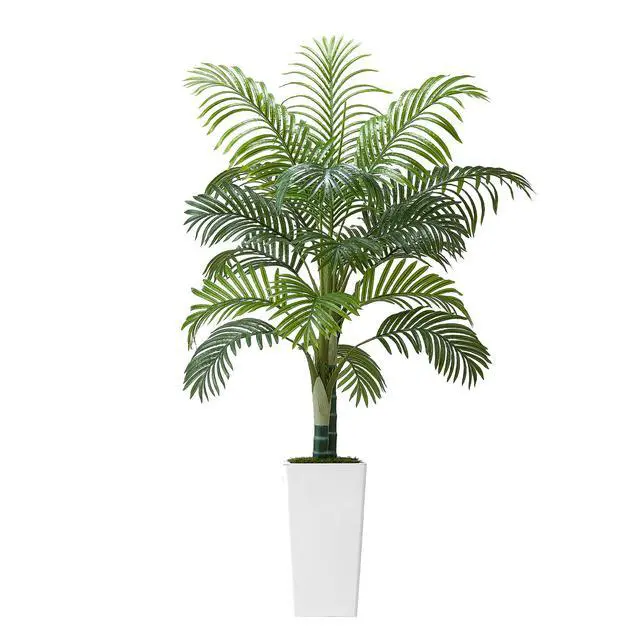 Alt view image 2 of 8 - 5ft Artificial Areca Palm Tree Fake Plant with White Planter Indoor