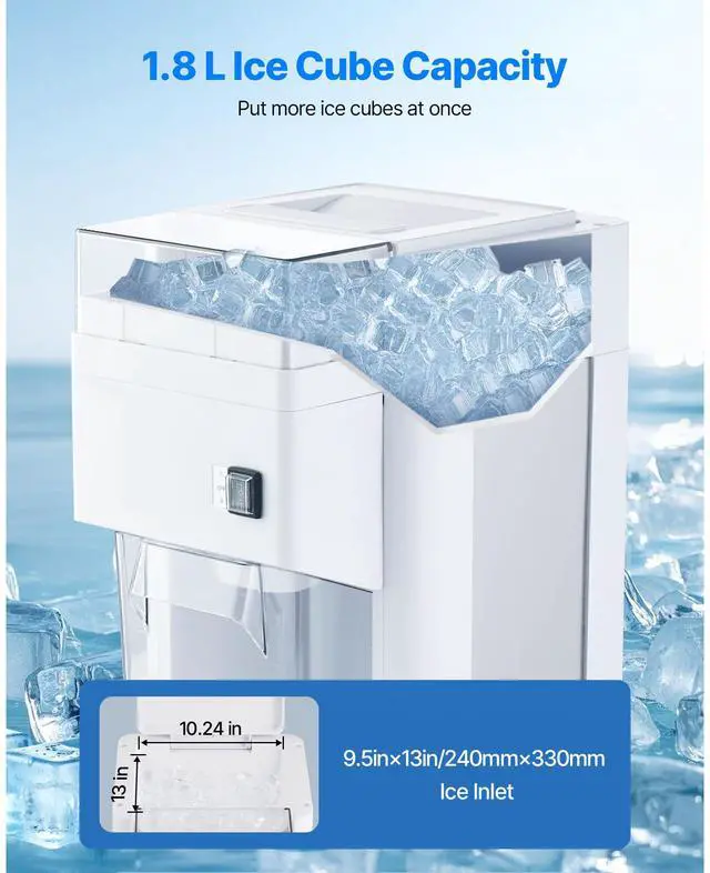 Alt view image 5 of 8 - VEVOR Commercial Ice Shaver Machine, 1.91QT /1.8L Large Electric Ice Cube Crusher Shaved Maker with 300W Premium Motor, Stainless Steel Blades, for Bar Mixing Seafood Preservation Home Party, White