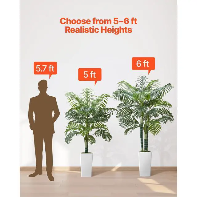 Alt view image 7 of 8 - 5ft Artificial Areca Palm Tree Fake Plant with White Planter Indoor