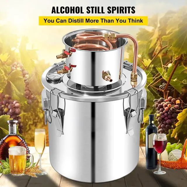 Alt view image 2 of 7 - Alcohol Still 13.2Gal/50L, Alcohol Distiller with Circulating Pump, Alcohol Still Copper Tube, Whiskey Distilling Kit with Build-In Thermometer, Whiskey Making Kit for DIY Alcohol, Stainless Ste