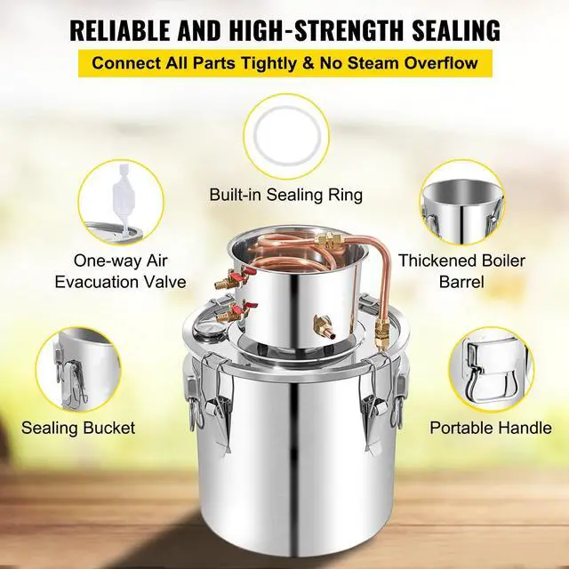 Alt view image 6 of 7 - Alcohol Still 13.2Gal/50L, Alcohol Distiller with Circulating Pump, Alcohol Still Copper Tube, Whiskey Distilling Kit with Build-In Thermometer, Whiskey Making Kit for DIY Alcohol, Stainless Ste