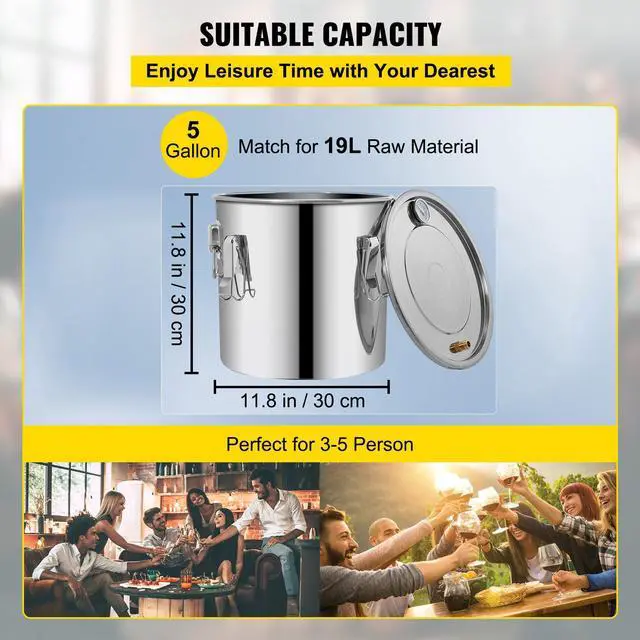 Alt view image 3 of 7 - Alcohol Still, 5 Gallon, Stainless Steel Alcohol Distiller with Copper Tube & Build-in Thermometer & Water Pump, Double Thumper Keg Home Brewing Kit, for DIY Whiskey Wine Brandy