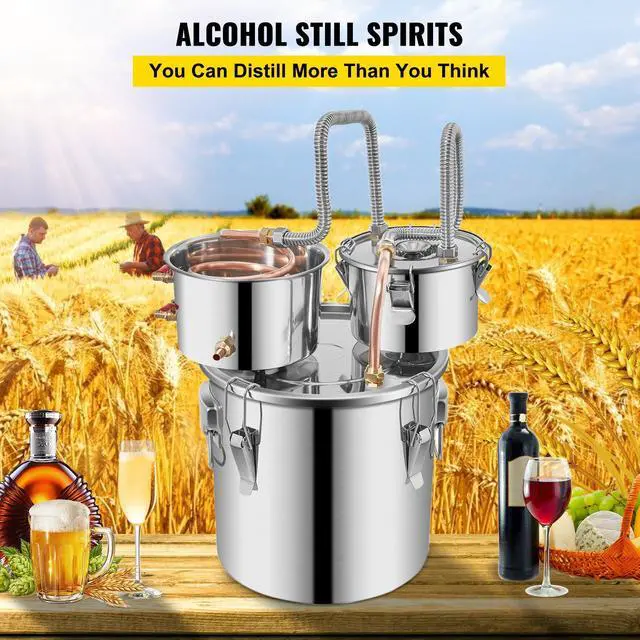 Alt view image 2 of 7 - Alcohol Still, 5 Gallon, Stainless Steel Alcohol Distiller with Copper Tube & Build-in Thermometer & Water Pump, Double Thumper Keg Home Brewing Kit, for DIY Whiskey Wine Brandy