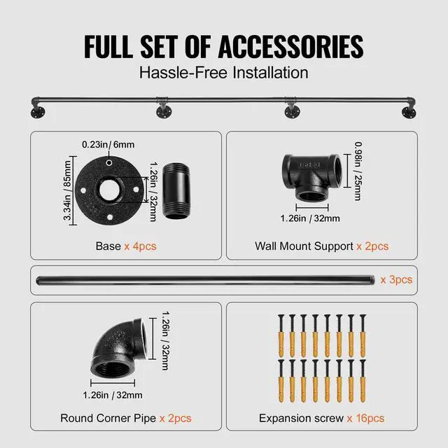 Alt view image 3 of 7 - Pipe Stair Handrail, 11FT Staircase Handrail, 440LBS Load Capacity Carbon Steel Pipe Handrail, Industrial Pipe Handrail with Wall Mount Support, Round Corner Wall Handrailing for Indoor, Outdoor