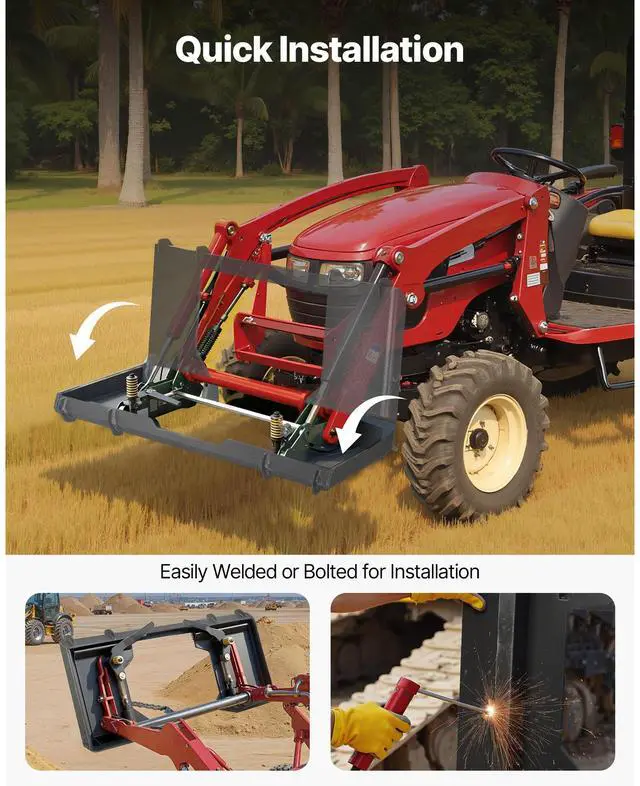 Alt view image 6 of 8 - VEVOR 1/2 in Skid Steer Mount Plate, Universal Quick Attach Mount Plate, Cut Out Design, Easy to Bolt, 6000lbs Capacity, Heavy Duty Loader Plates Compatible with Kubota Bobcat Skid Steers & Tractors