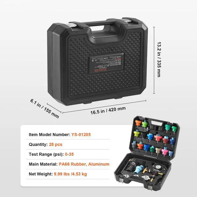 Alt view image 14 of 14 - VEVOR 28 Pcs Radiator Pressure Tester Coolant Vacuum Purge Refill With Adapters