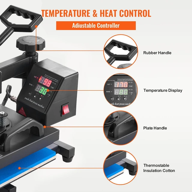 Alt view image 3 of 8 - Heat Press, 12x10Inch T-Shirt Press Machine, T-shirt Press Heat Press 30x23cm Printing Machine Heat Transfer Sublimation Machine for T-shirts