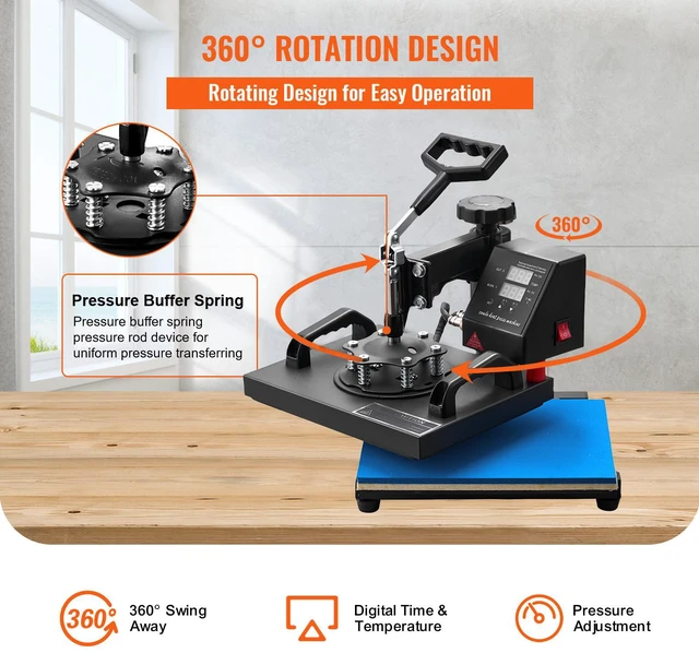 Alt view image 5 of 8 - Heat Press, 12x10Inch T-Shirt Press Machine, T-shirt Press Heat Press 30x23cm Printing Machine Heat Transfer Sublimation Machine for T-shirts