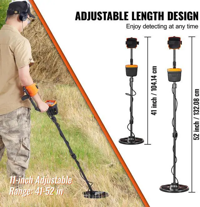 Alt view image 10 of 14 - VEVOR Metal Detector for Adults & Kids, 10 Inch Waterproof Search Coil with LCD Display 7 Modes, Adjustable 41''-52'' Aluminum Stem, DSP Chip Higher Accuracy Gold Detector 10'' Detection Depth