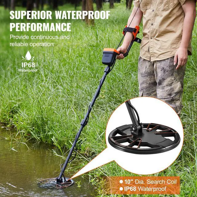 Alt view image 12 of 14 - VEVOR Metal Detector for Adults & Kids, 10 Inch Waterproof Search Coil with LCD Display 7 Modes, Adjustable 41''-52'' Aluminum Stem, DSP Chip Higher Accuracy Gold Detector 10'' Detection Depth