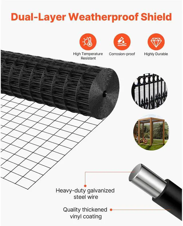 Alt view image 5 of 8 - VEVOR Hardware Cloth 36 in x 25 ft, 2 x 3 in Mesh 16 Gauge Galvanized Wire Mesh Roll, Weather-Resistant Vinyl Coated Chicken Wire Fencing, Heavy Duty Welded Garden Plant Fencing for Rabbit Cage Snake