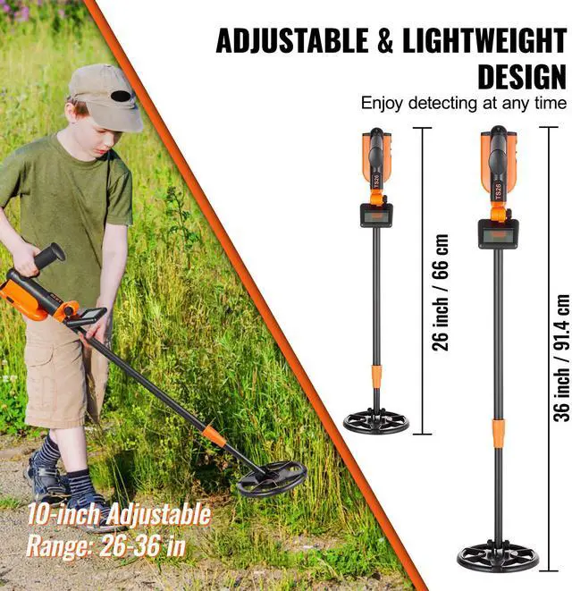 Alt view image 10 of 14 - VEVOR Metal Detector for Kids, 6 Inch, 25''-37'' Adjustable Gold Detector, IP68 Waterproof Search Coil with LCD Display Advanced DSP Chip, Lightweight for Junior & Youth Detecting Gold Coin Treasure