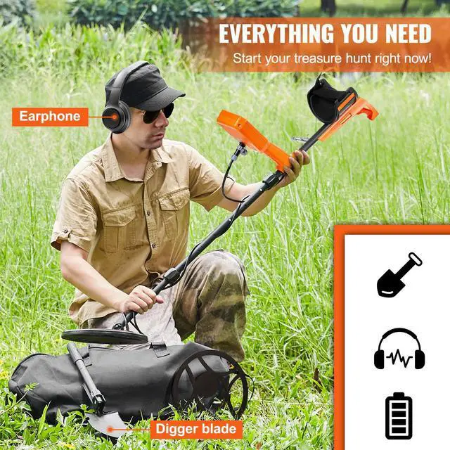 Alt view image 13 of 14 - VEVOR Waterproof Metal Detector, 12" Coil, Professional Rechargeable Gold Detector, 39-50 in Adjustable with LCD 7 Modes Advanced DSP Chip Bluetooth Headset, IP68 for Detecting Gold Treasure Hunting