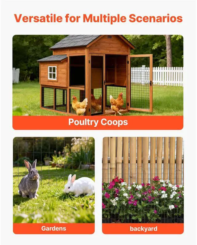 Alt view image 8 of 8 - VEVOR Hardware Cloth 36 in x 25 ft, 2 x 3 in Mesh 16 Gauge Galvanized Wire Mesh Roll, Weather-Resistant Vinyl Coated Chicken Wire Fencing, Heavy Duty Welded Garden Plant Fencing for Rabbit Cage Snake