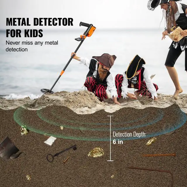 Alt view image 9 of 14 - VEVOR Metal Detector for Kids, 6 Inch, 25''-37'' Adjustable Gold Detector, IP68 Waterproof Search Coil with LCD Display Advanced DSP Chip, Lightweight for Junior & Youth Detecting Gold Coin Treasure