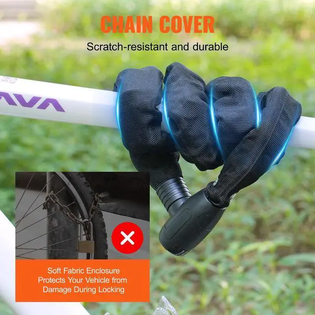 Alt view image 5 of 8 - VEVOR Bike Chain Lock, 3.94 Ft Combination Bicycle Chain Lock with 4 Keys, Heavy Duty Anti-Theft High Security Bike Locks, Perfect for Bike, Motorcycle, Scooter, Bicycle, Door, Fence or Gate, 8mm