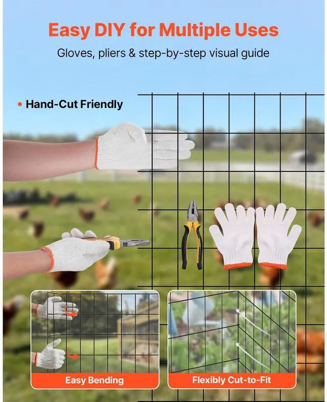 Alt view image 7 of 8 - VEVOR Hardware Cloth 36 in x 25 ft, 2 x 3 in Mesh 16 Gauge Galvanized Wire Mesh Roll, Weather-Resistant Vinyl Coated Chicken Wire Fencing, Heavy Duty Welded Garden Plant Fencing for Rabbit Cage Snake