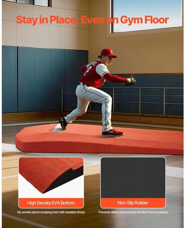 Alt view image 4 of 7 - Pitching Mound, Portable Baseball Game Mound, 127 in Indoor Outdoor Pitching Practice and Training Equipment, Softball Pitching Aids with Antifade Turf and Pitching Rubber