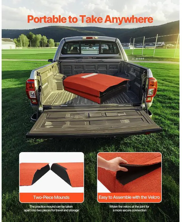 Alt view image 5 of 7 - Pitching Mound, Portable Baseball Game Mound, 127 in Indoor Outdoor Pitching Practice and Training Equipment, Softball Pitching Aids with Antifade Turf and Pitching Rubber