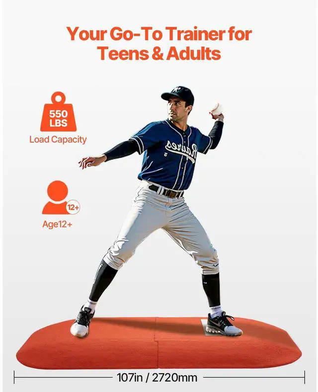 Alt view image 2 of 7 - Pitching Mound, Portable Baseball Game Mound, 107 in Indoor Outdoor Pitching Practice and Training Equipment, Softball Pitching Aids with Antifade Turf and Pitching Rubber