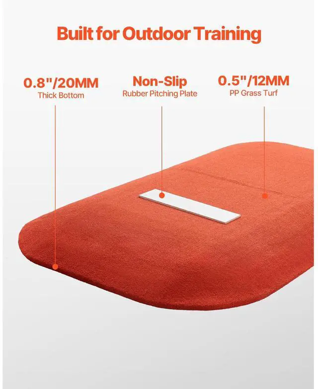 Alt view image 3 of 7 - Pitching Mound, Portable Baseball Game Mound, 107 in Indoor Outdoor Pitching Practice and Training Equipment, Softball Pitching Aids with Antifade Turf and Pitching Rubber